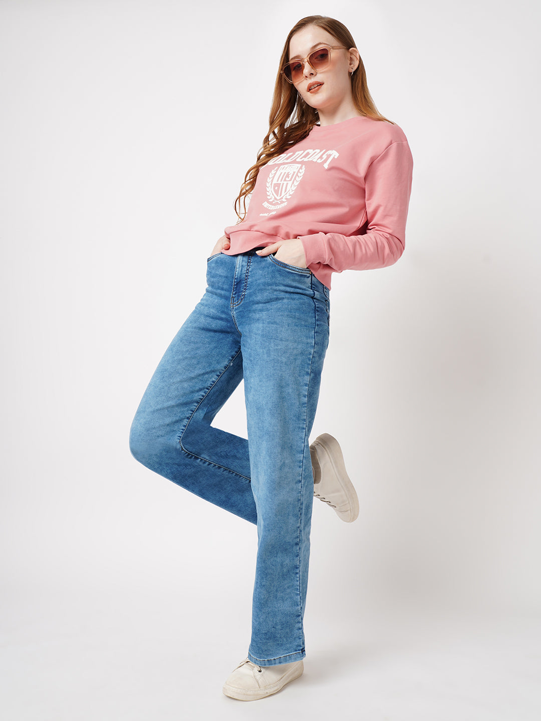 Women Blue High-Rise Wide Leg Jeans
