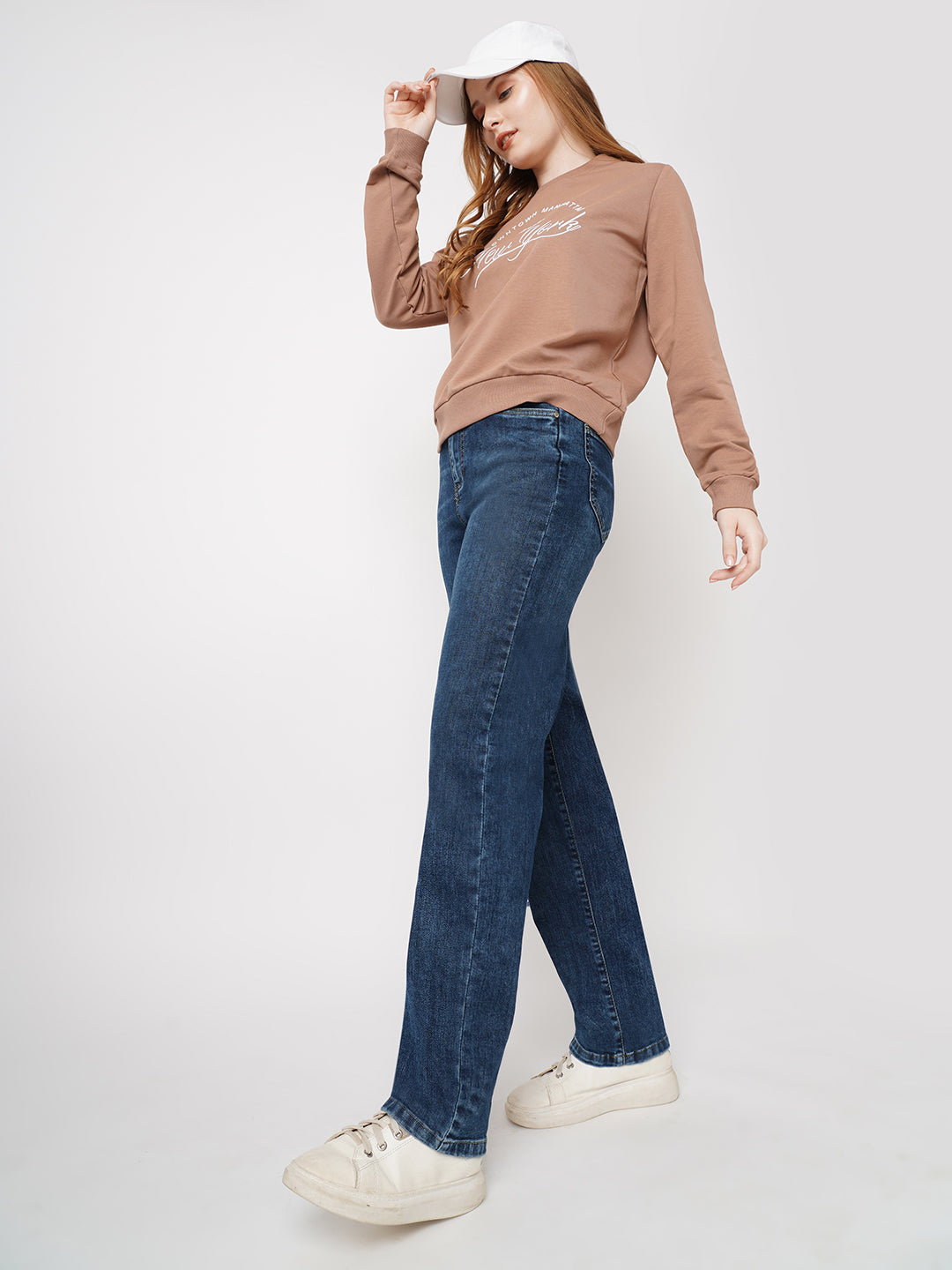 Women Blue High-Rise Relaxed Straight Fit Jeans