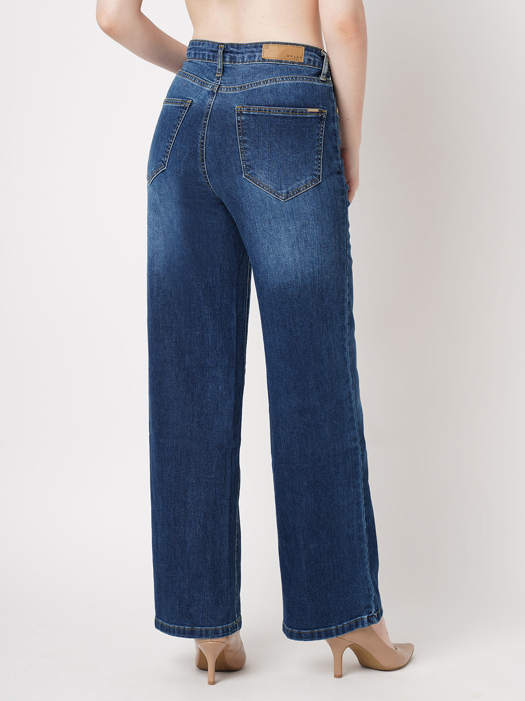 Women Blue High-Rise Wide Leg Jeans