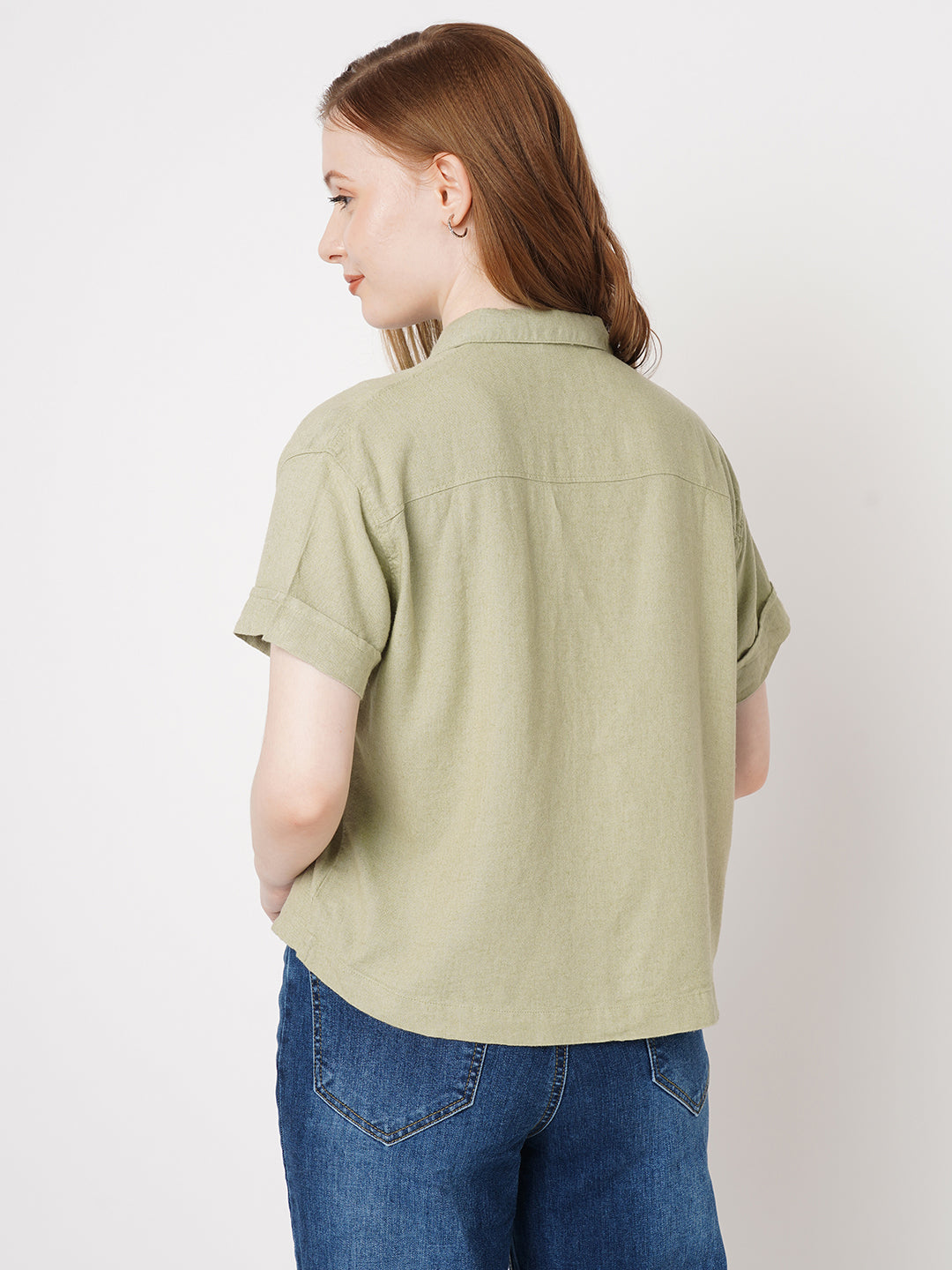 Women Solid Light Olive Shirt