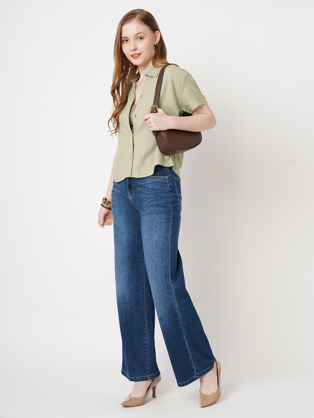 Women Solid Light Olive Shirt