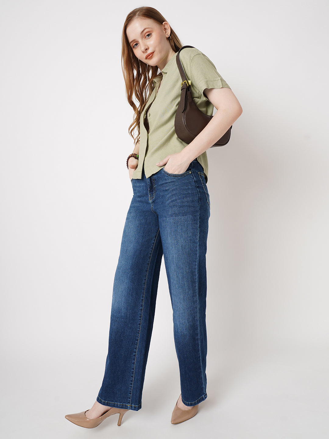 Women Solid Light Olive Shirt