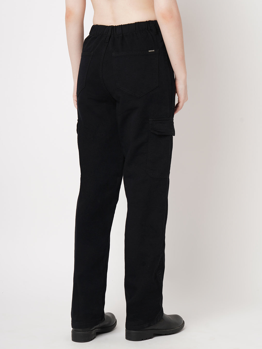 Women Black High-Rise Cargo