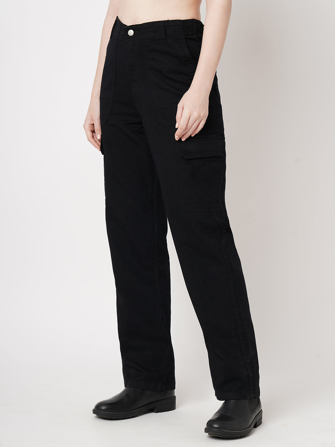 Women Black High-Rise Cargo