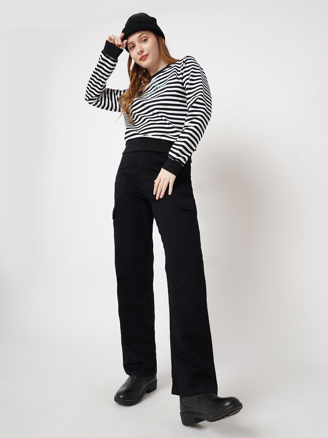 Women Black High-Rise Cargo