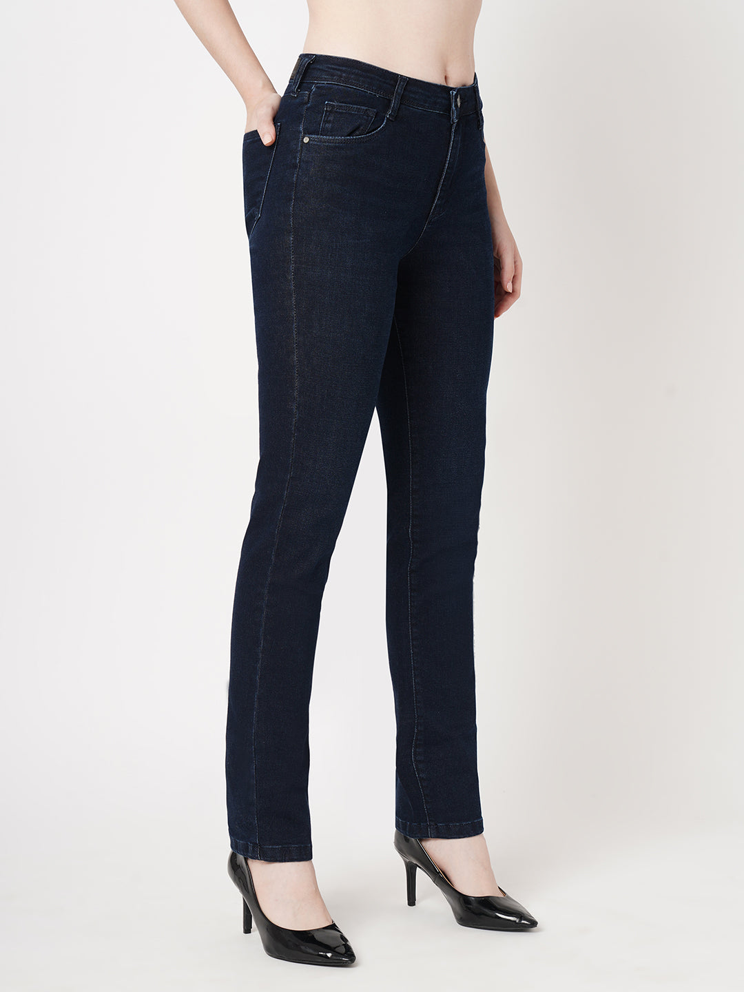 Women Dark Blue Snug Straight Fit Jeans
