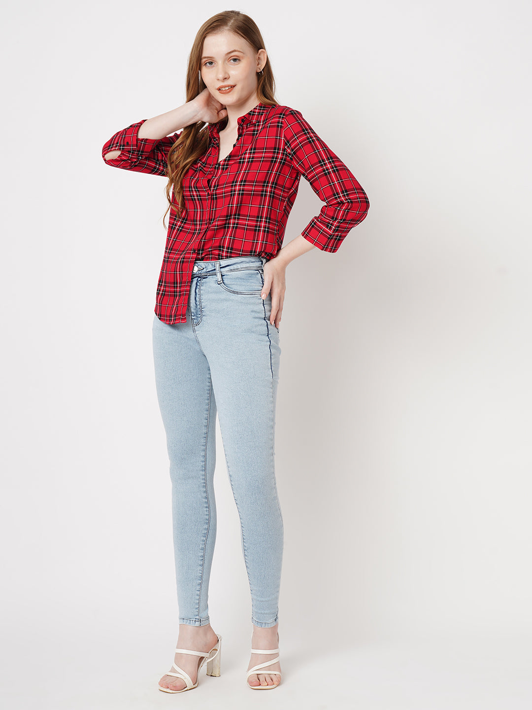 Women Light Blue High-Rise Skinny Jeans