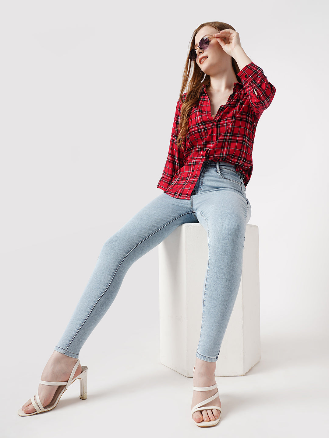 Women Light Blue High-Rise Skinny Jeans
