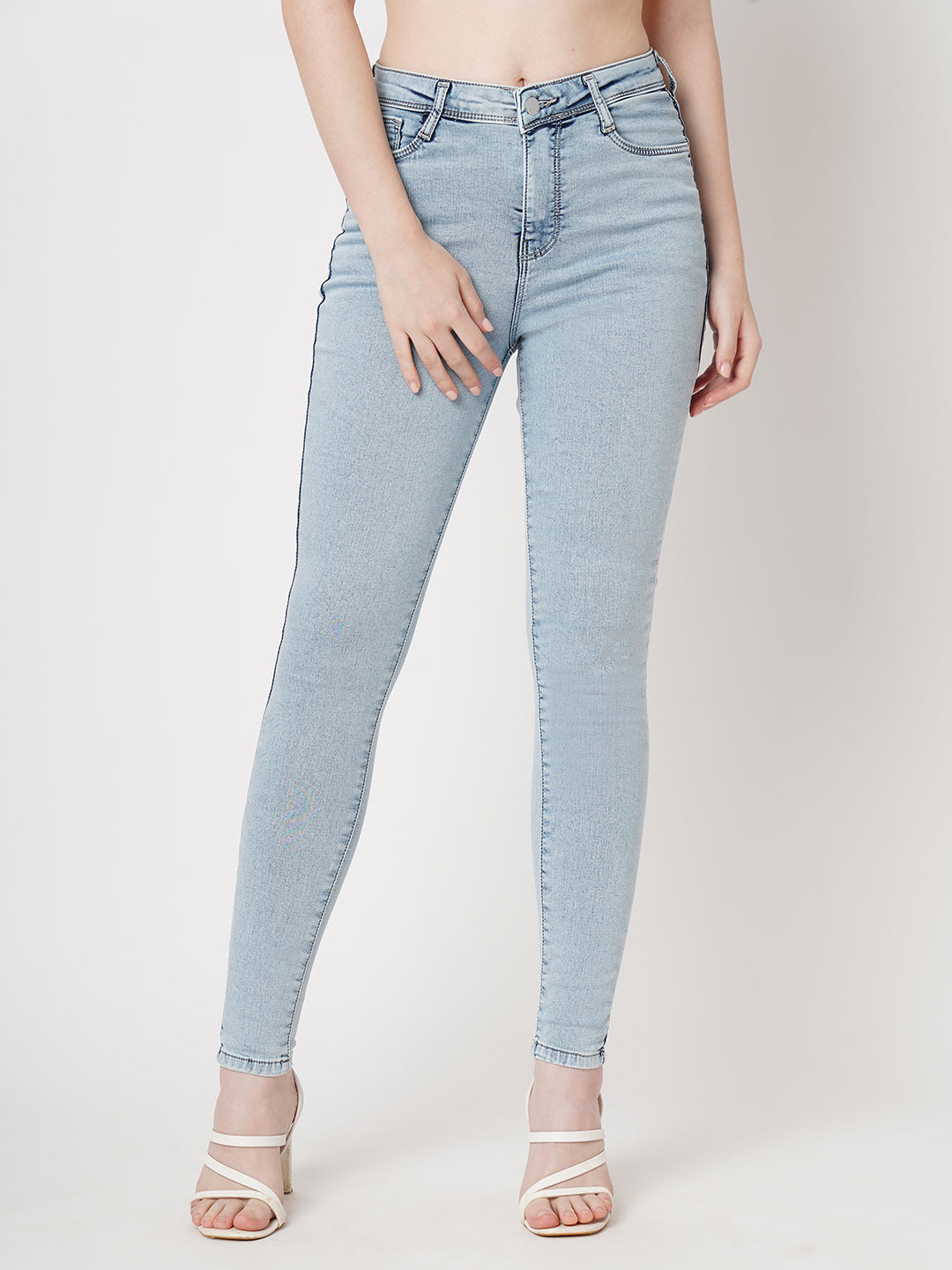 Women Light Blue High-Rise Skinny Jeans