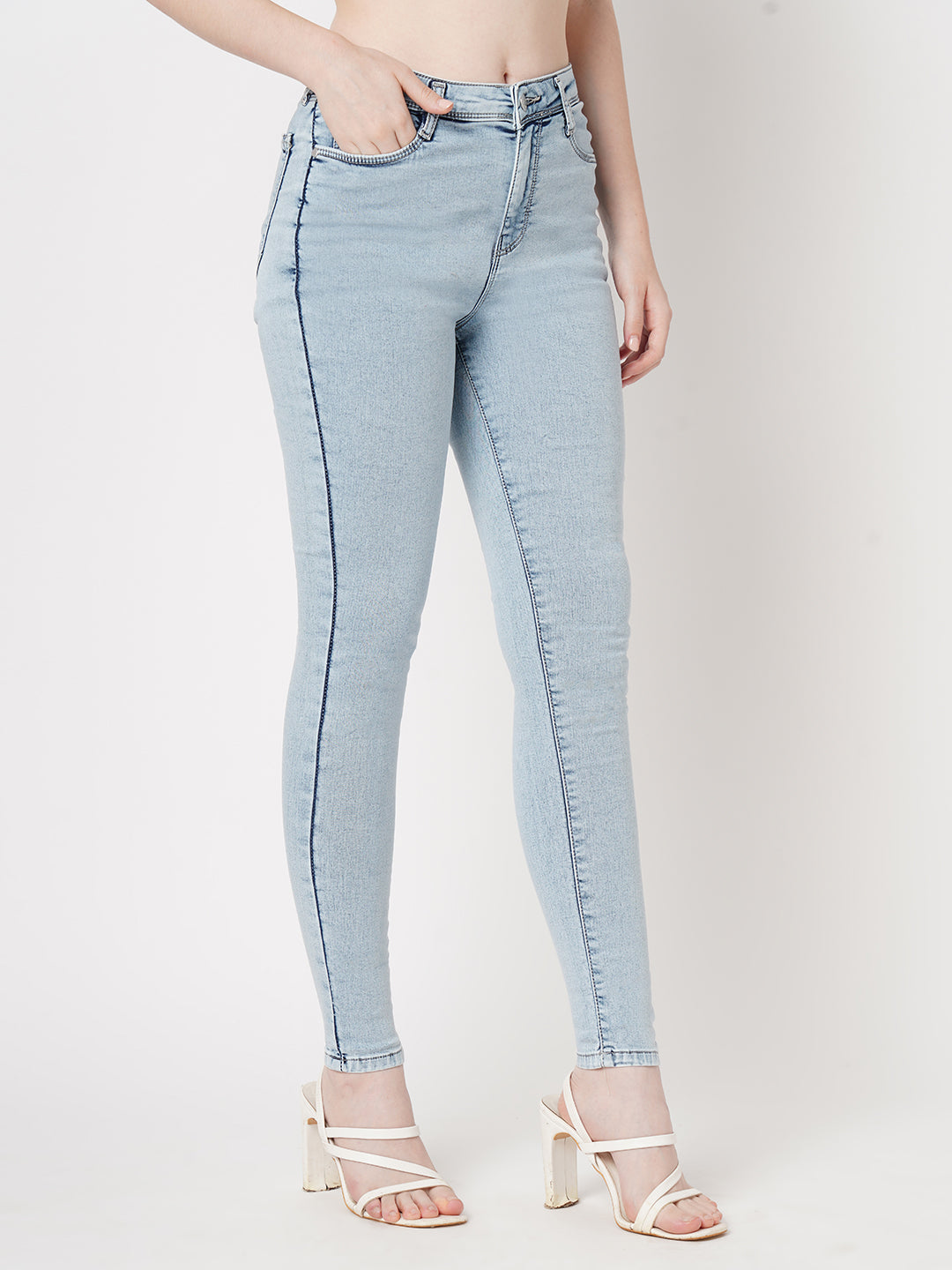 Women Light Blue High-Rise Skinny Jeans