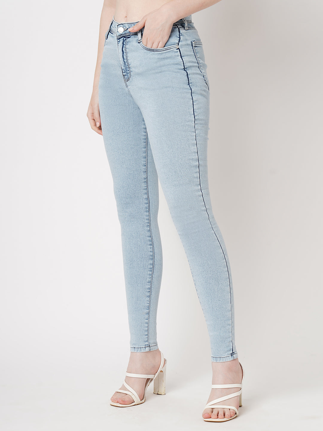 Women Light Blue High-Rise Skinny Jeans