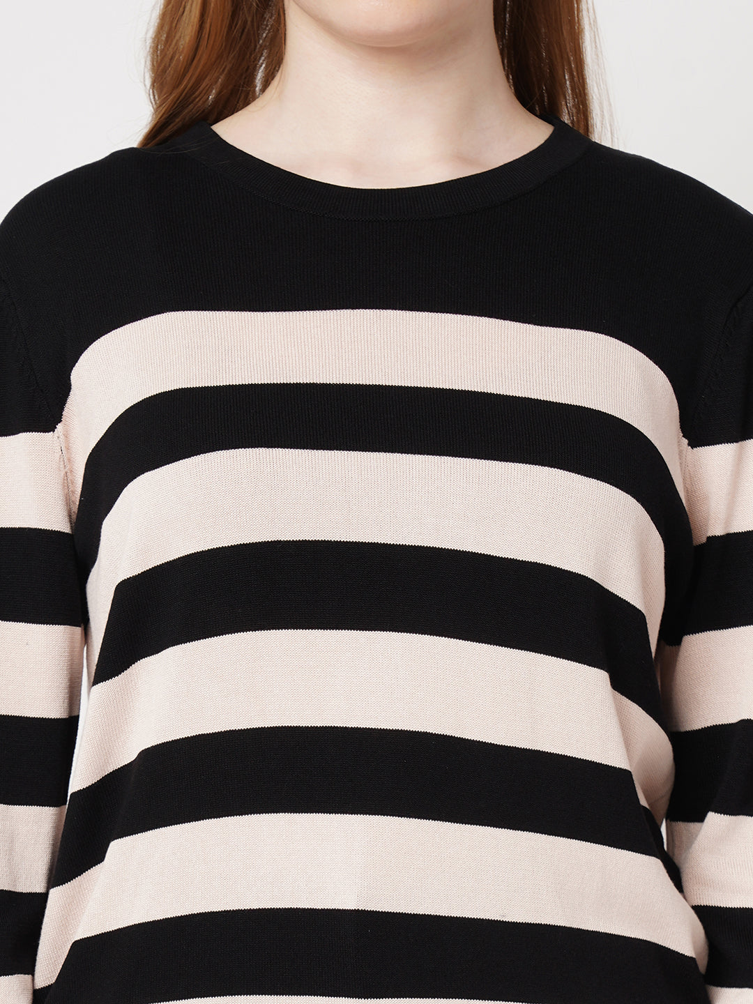 Women Black/Beige Flat Knit