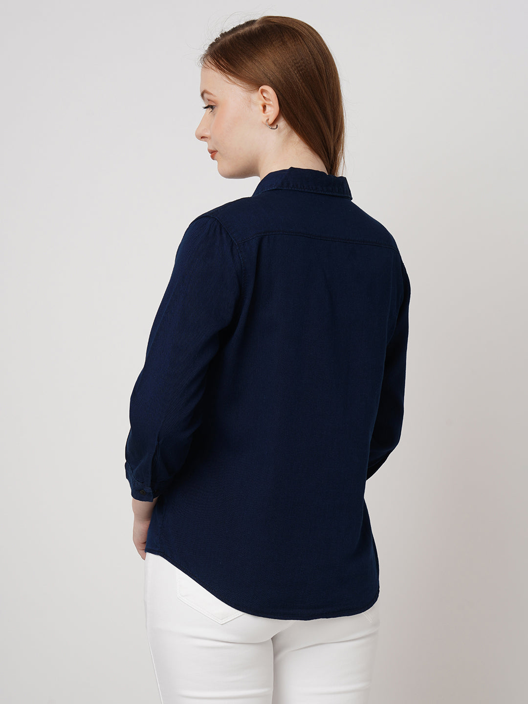 Women Solid Denim Shirt