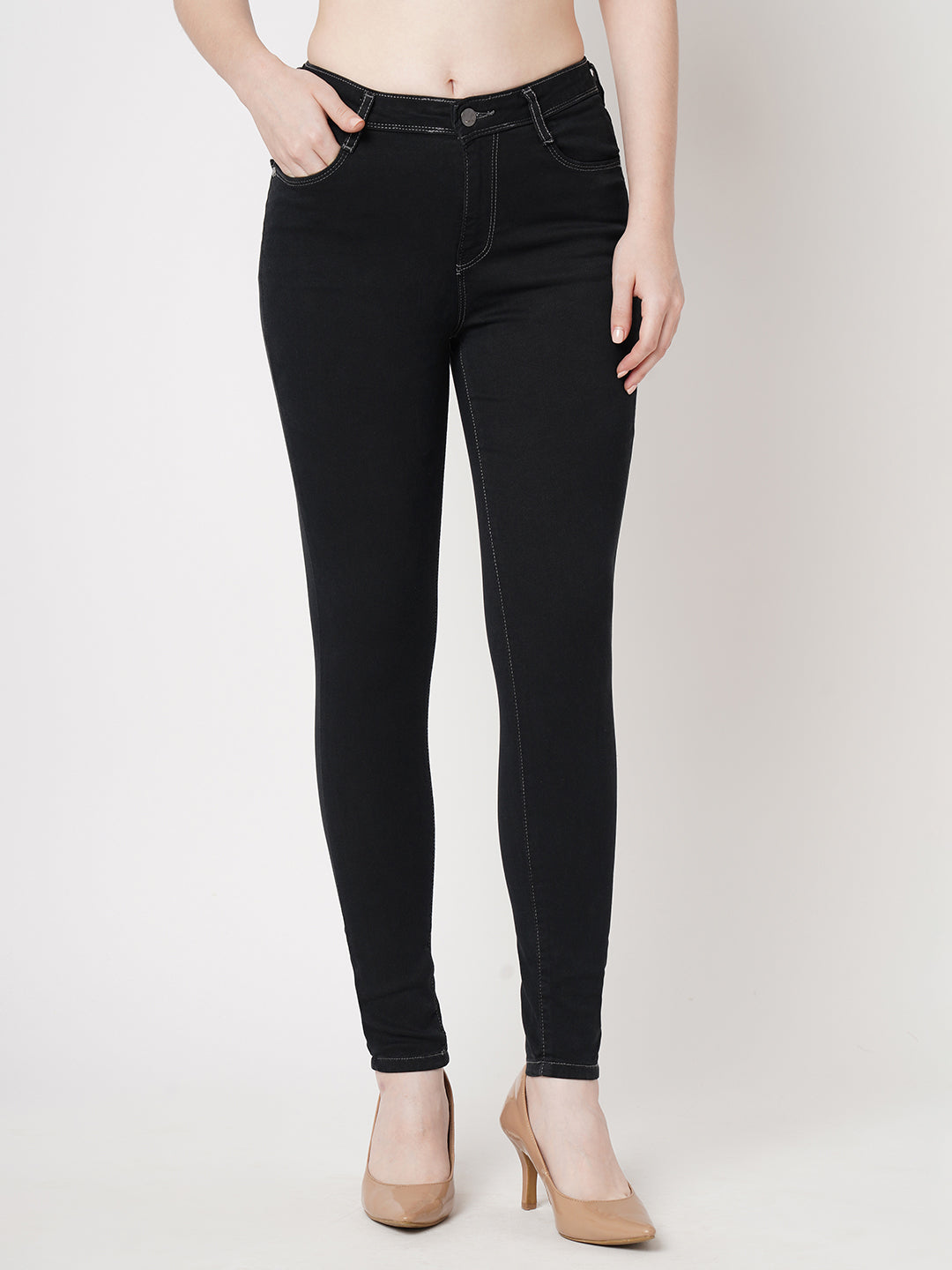 Women Dark Grey High-Rise Skinny Jeans