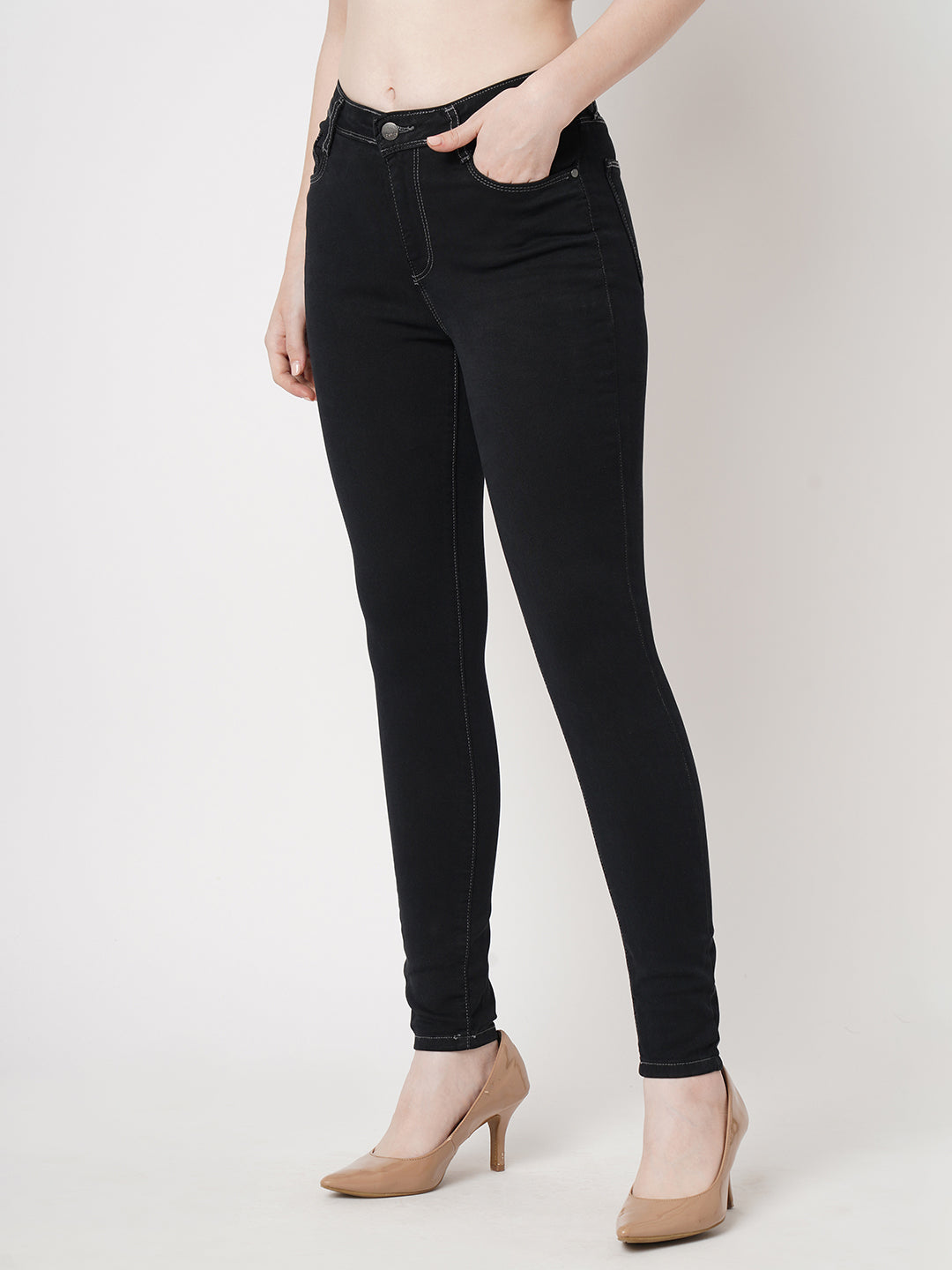 Women Dark Grey High-Rise Skinny Jeans
