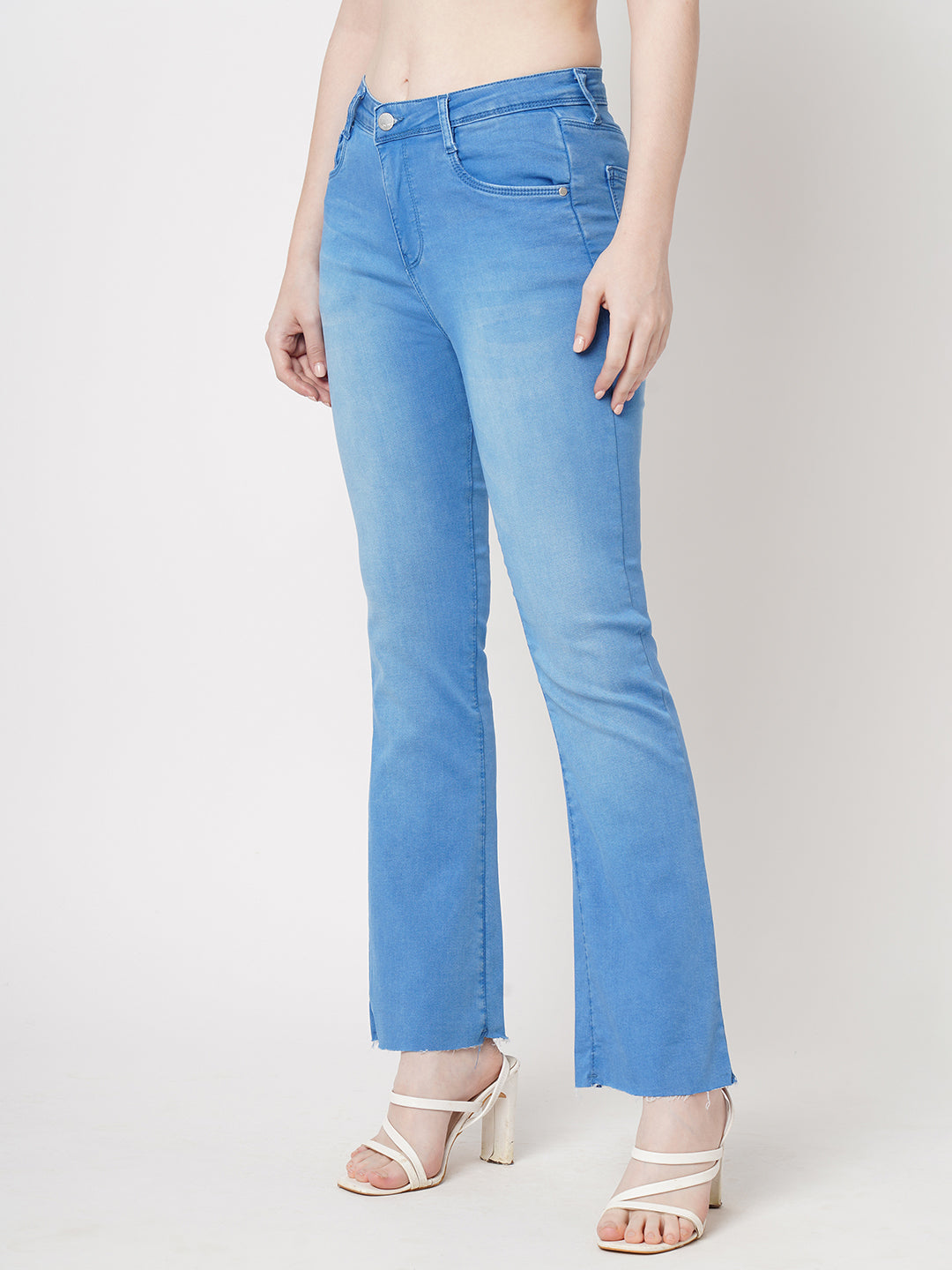 Women High-Rise Crop Flare Jeans