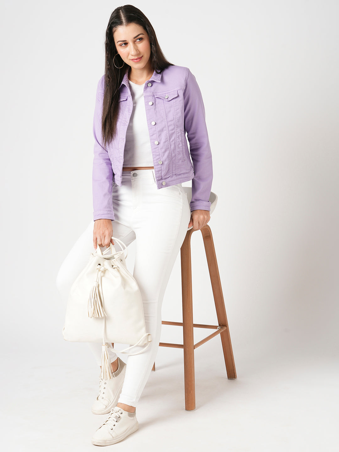 Women Lilac Denim Jacket