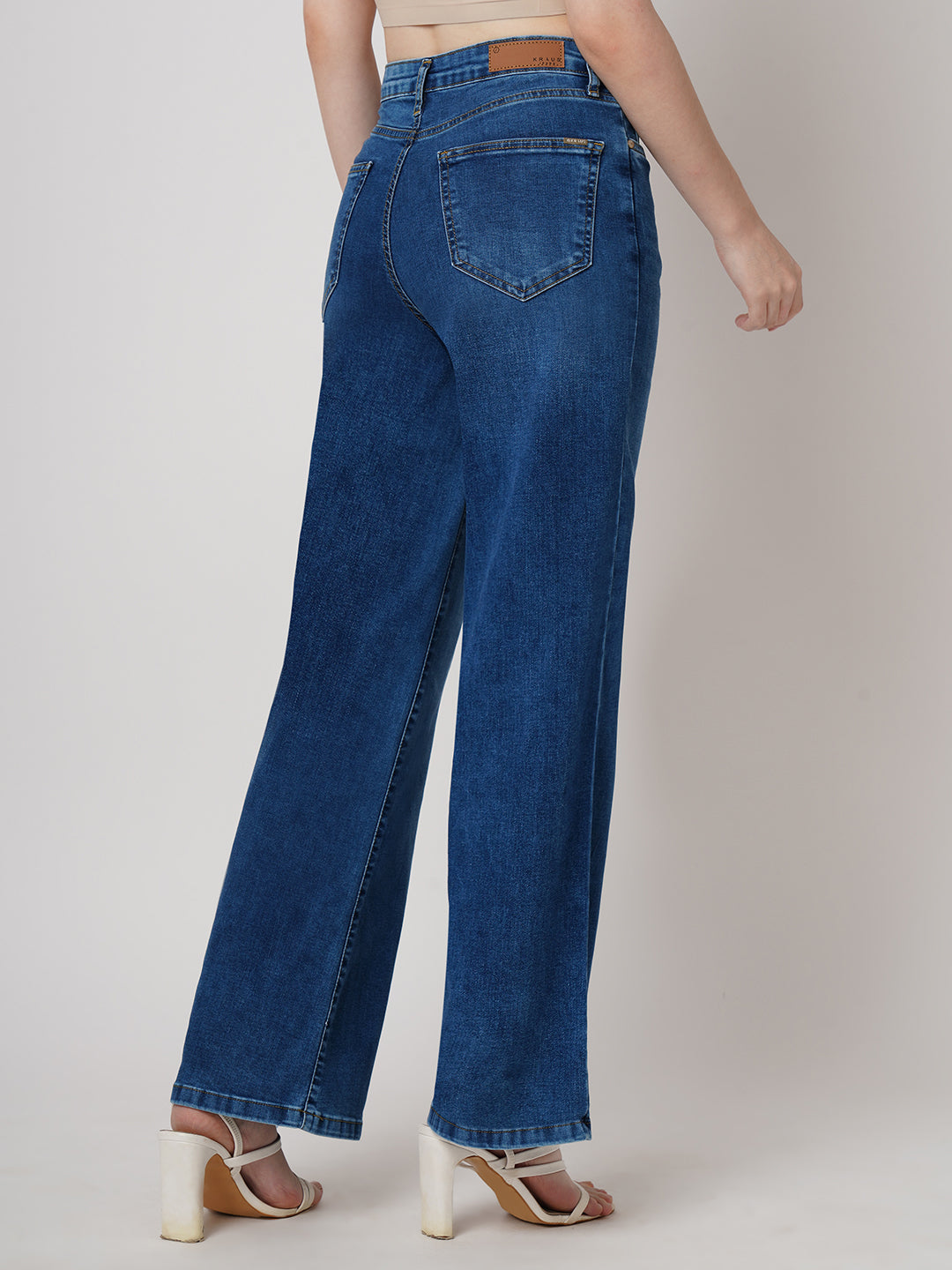 Women Blue High-Rise Wide Leg Jeans