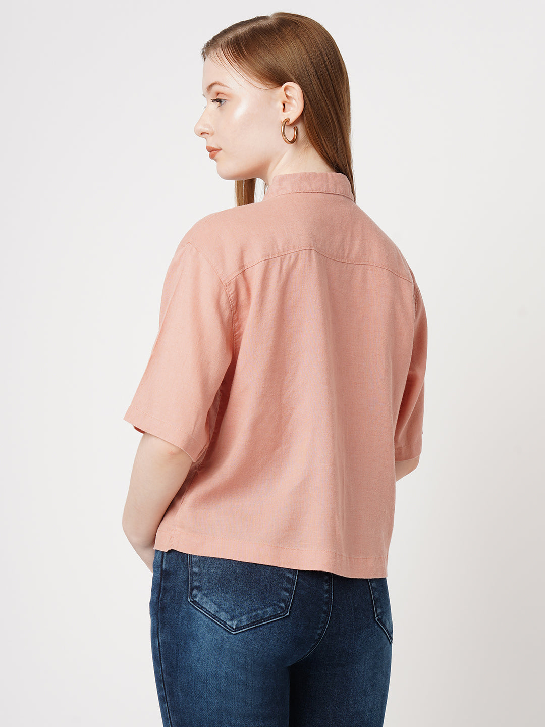 Women Solid Crop Shirt