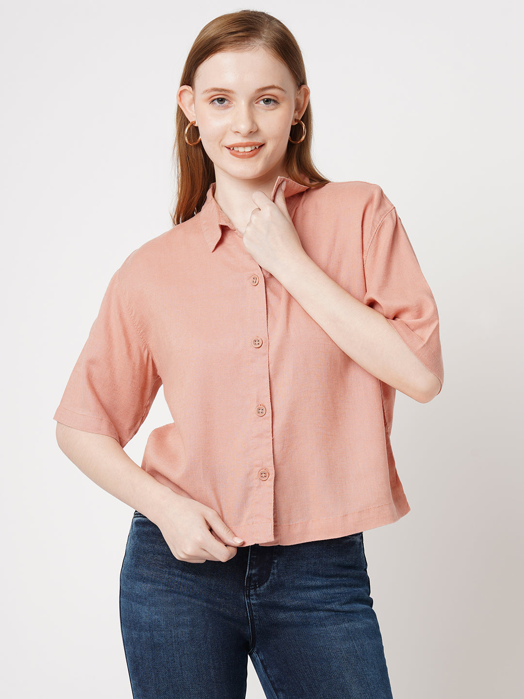 Women Solid Crop Shirt