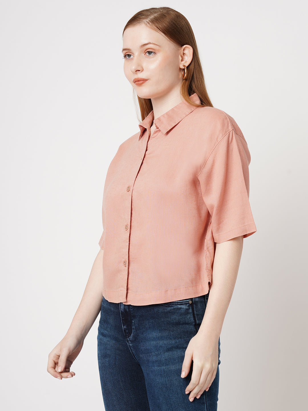 Women Solid Crop Shirt