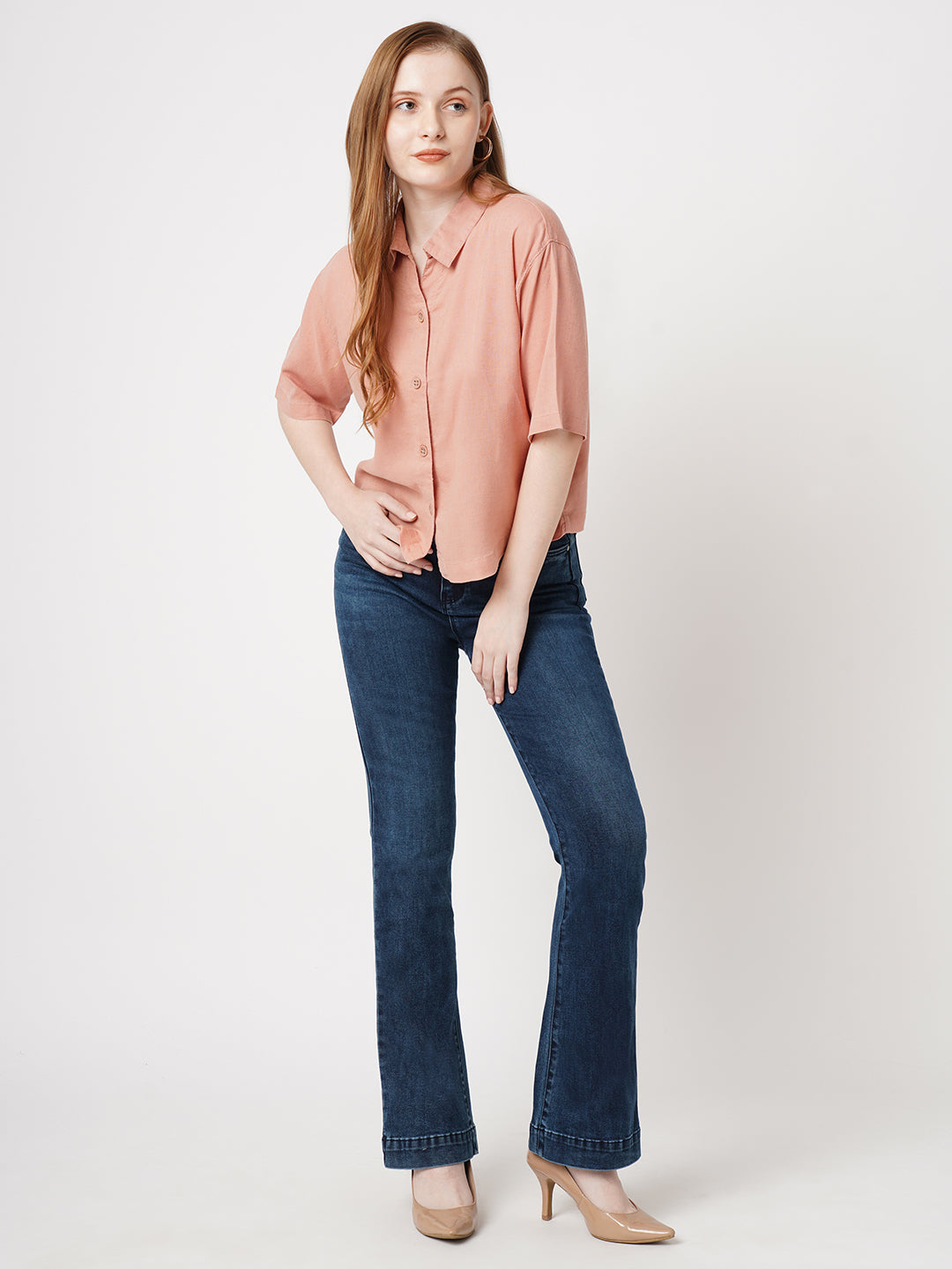 Women Solid Crop Shirt
