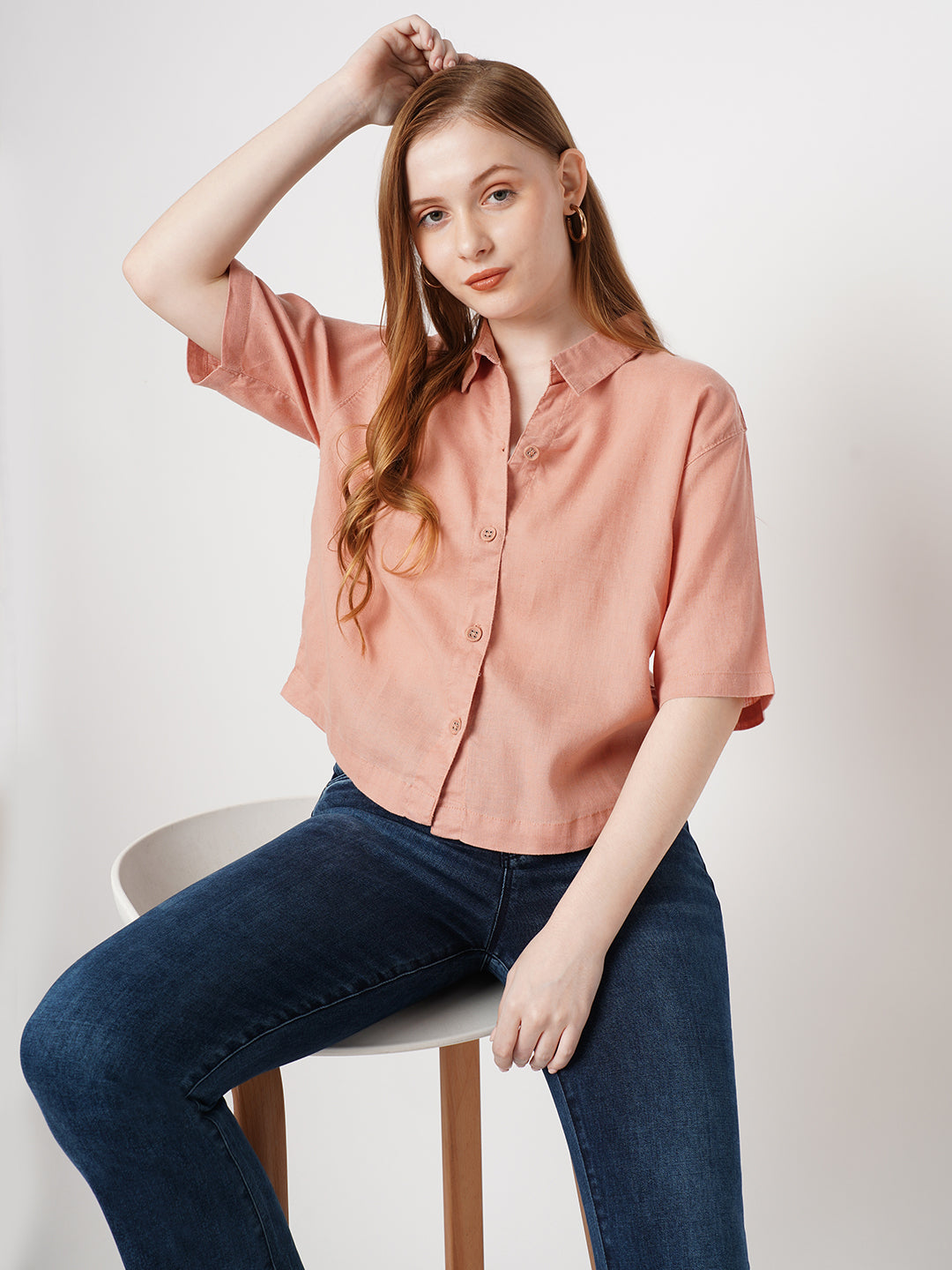 Women Solid Crop Shirt