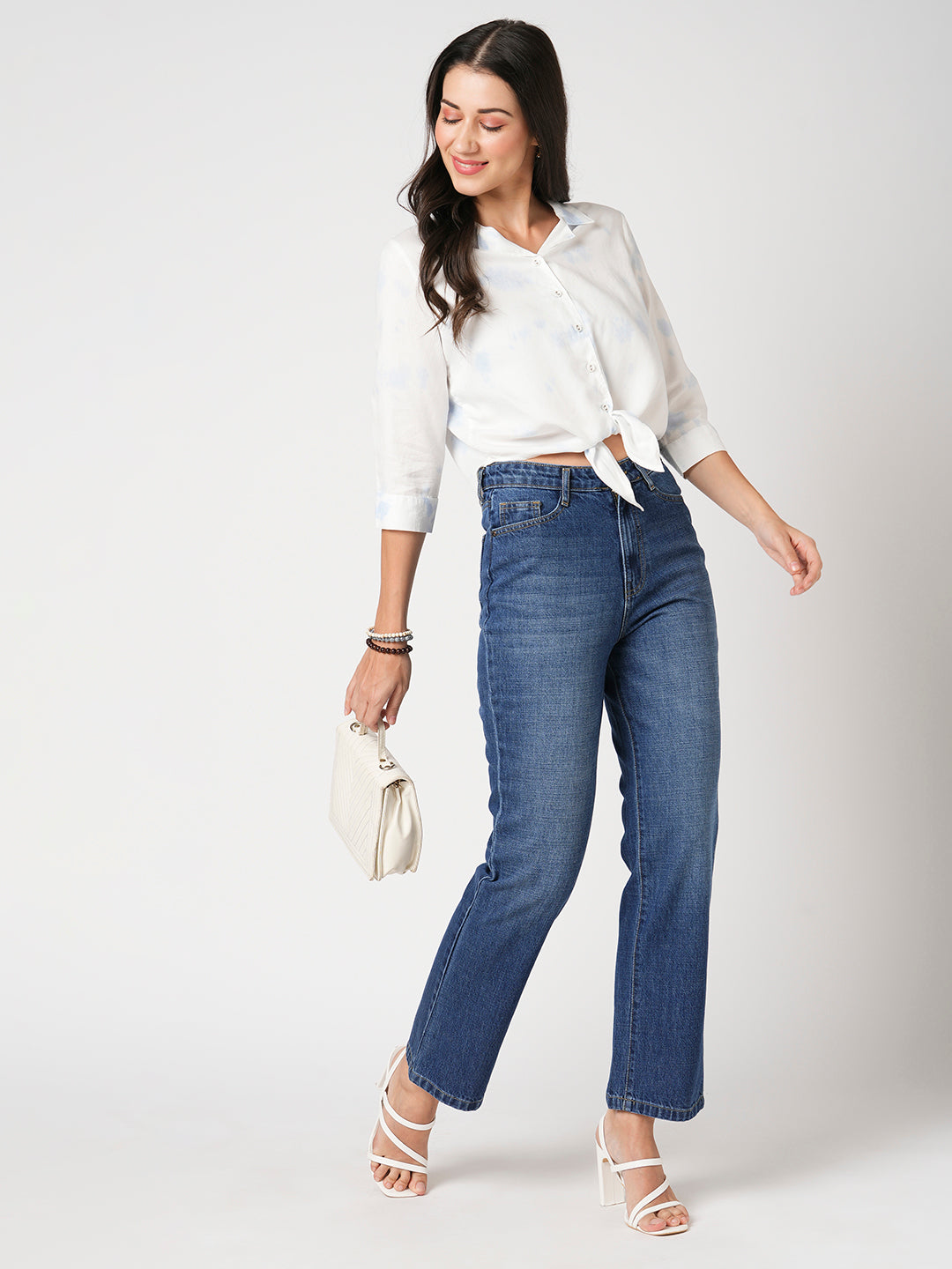 Women Blue High-Rise Straight Fit Jeans