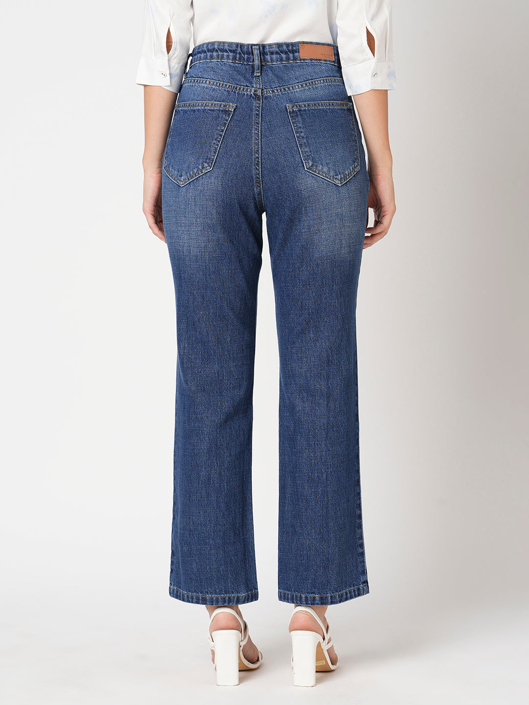 Women Blue High-Rise Straight Fit Jeans