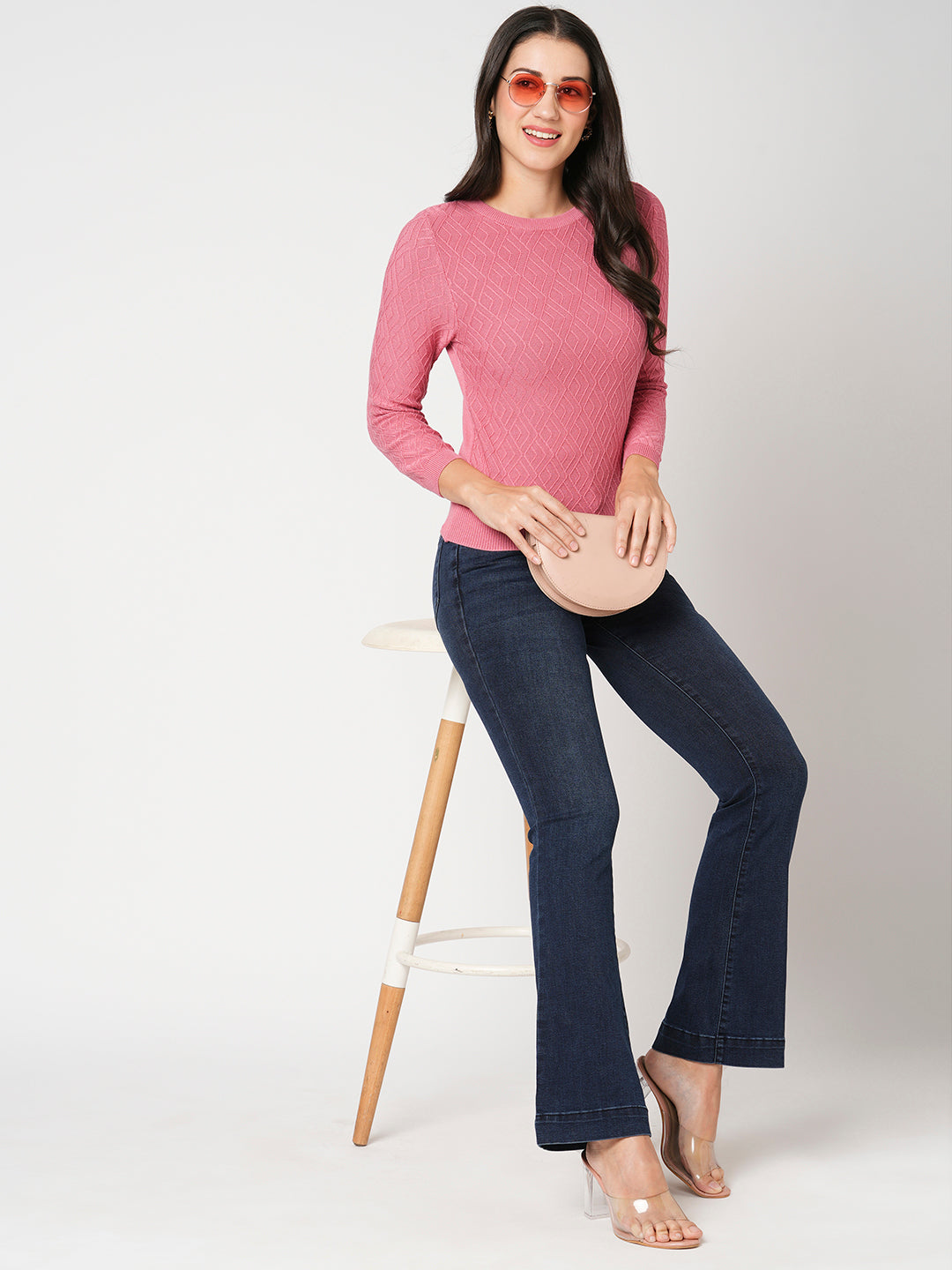 Women Blush Pink Crop Tees
