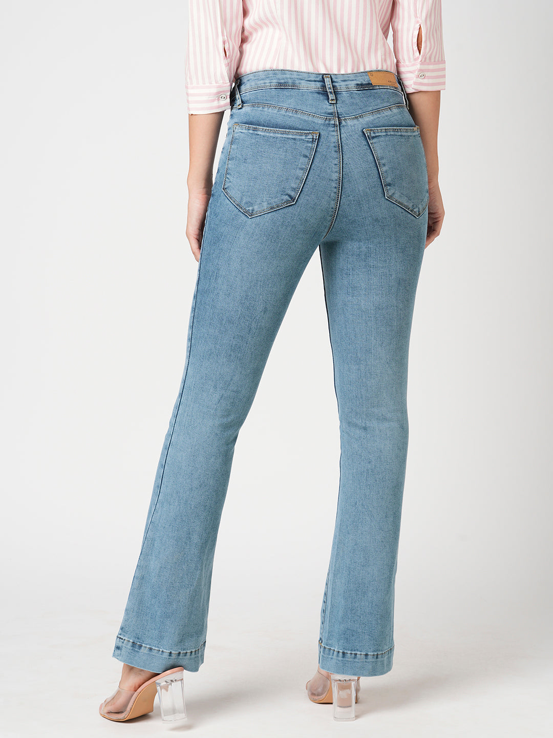 Women Blue High-Rise Mini Flare Jeans