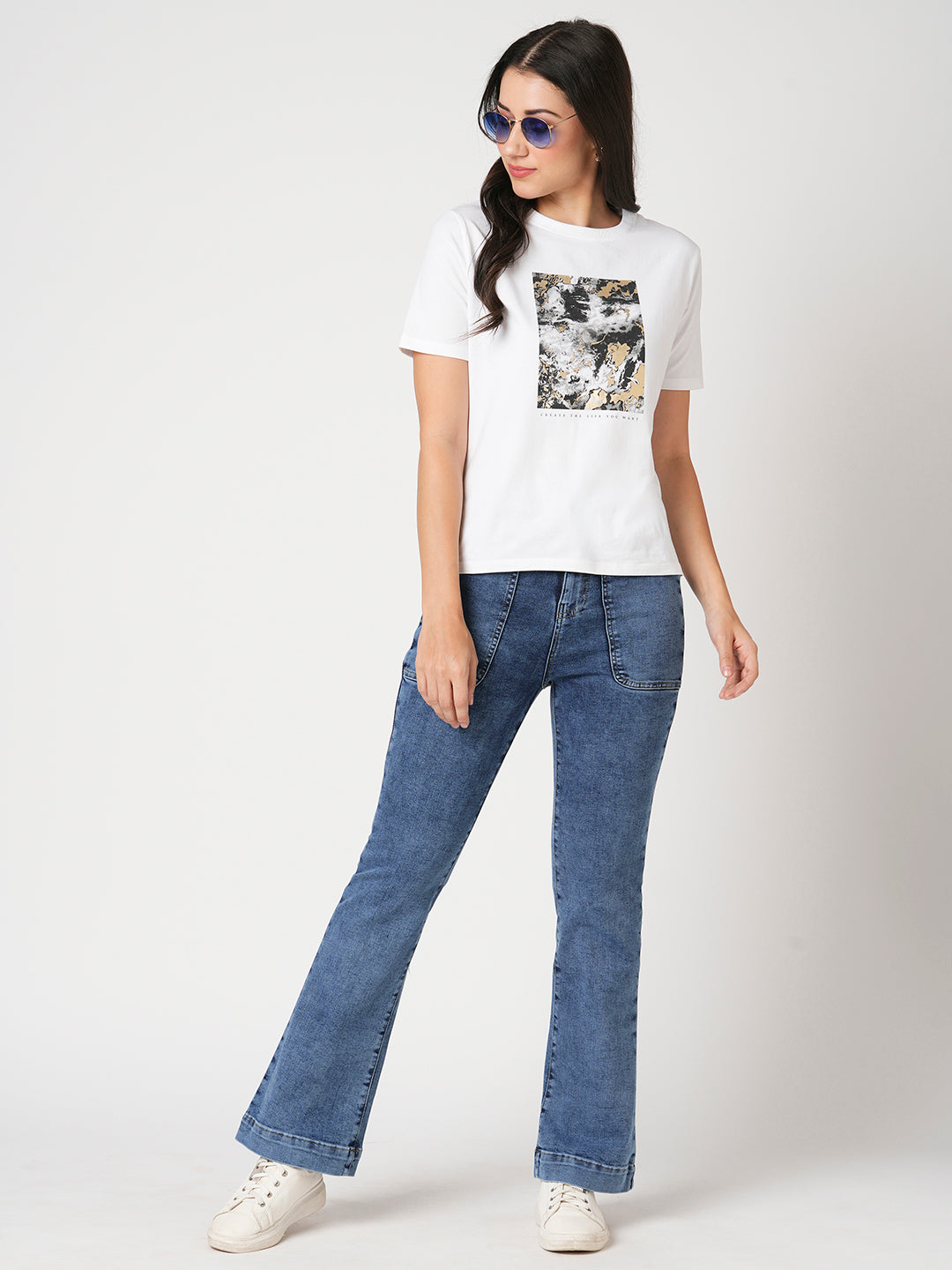 Women Blue High-Rise Flare Jeans