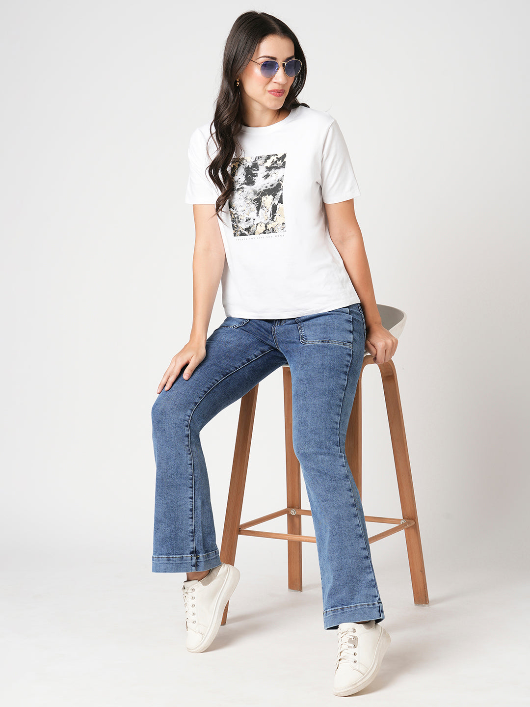 Women Blue High-Rise Flare Jeans