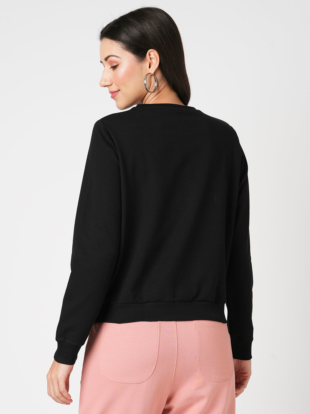 Women Black Slim Fit Sweatshirt