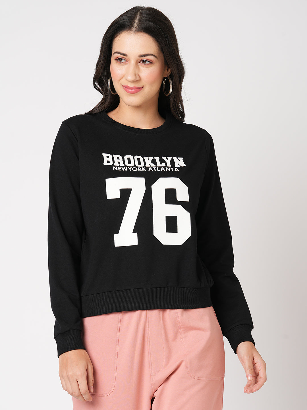 Women Black Slim Fit Sweatshirt