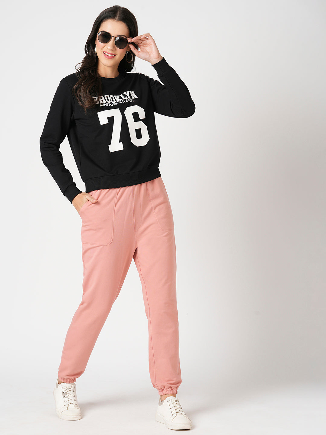 Women Black Slim Fit Sweatshirt