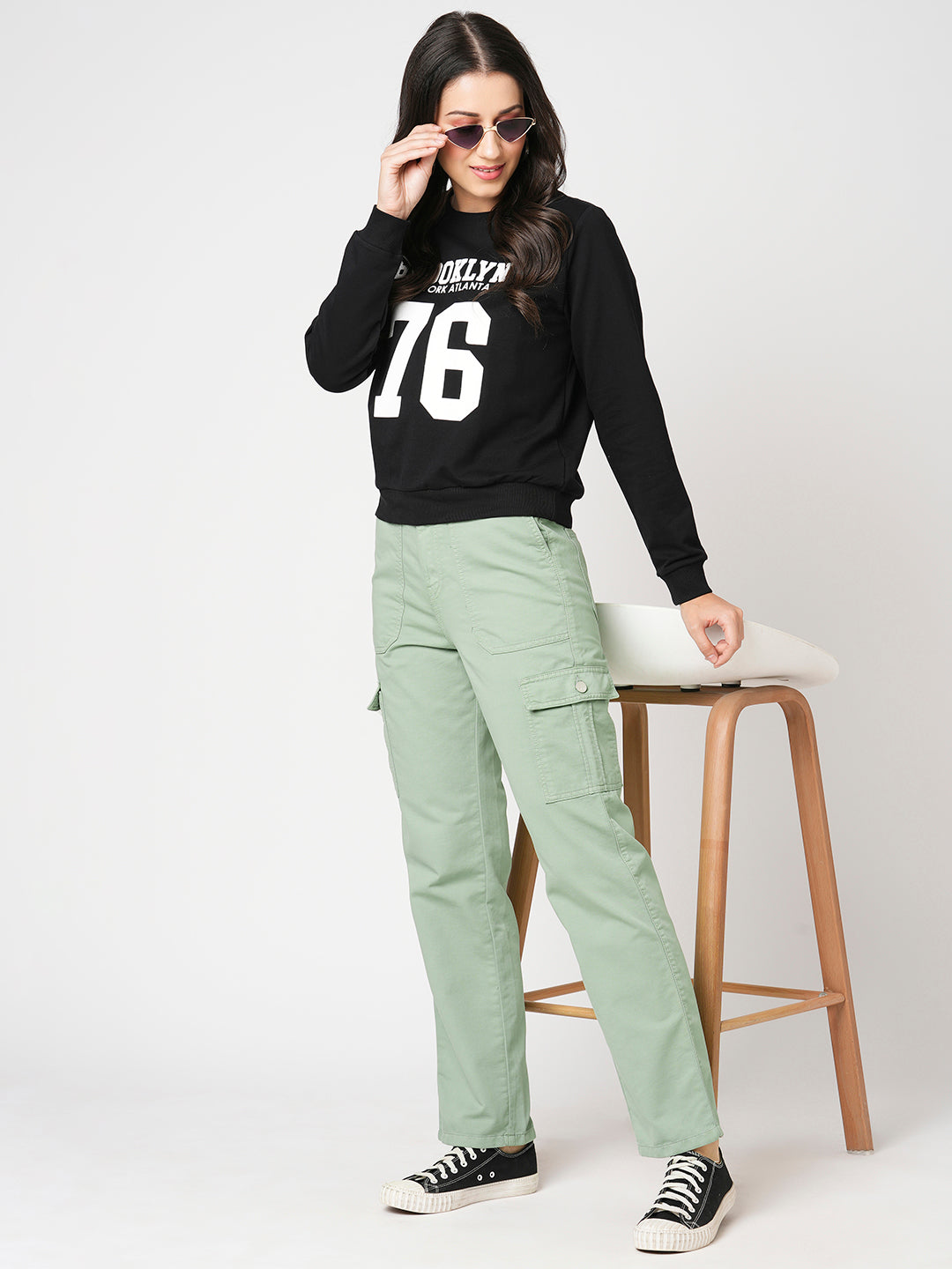Women Mint Mid-Rise Cargo