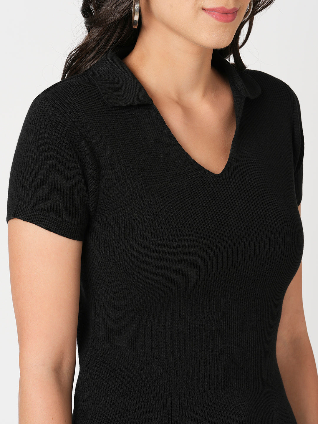 Women Black Flat Knit