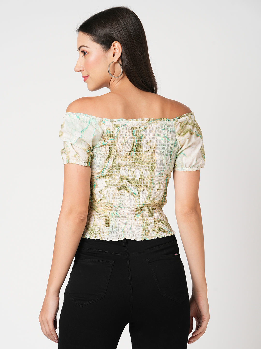 Women Marble Print Crop Top