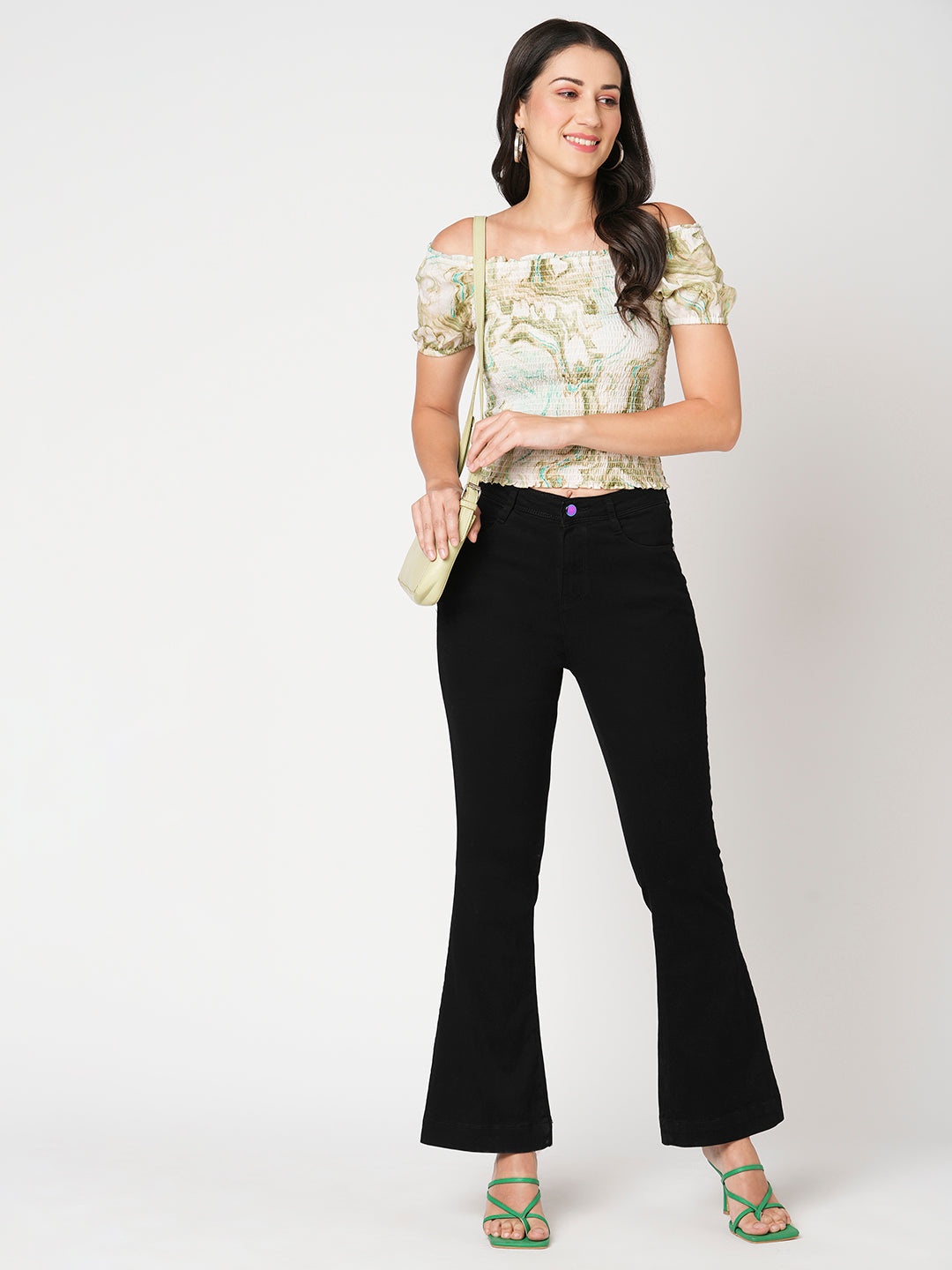 Women Marble Print Crop Top