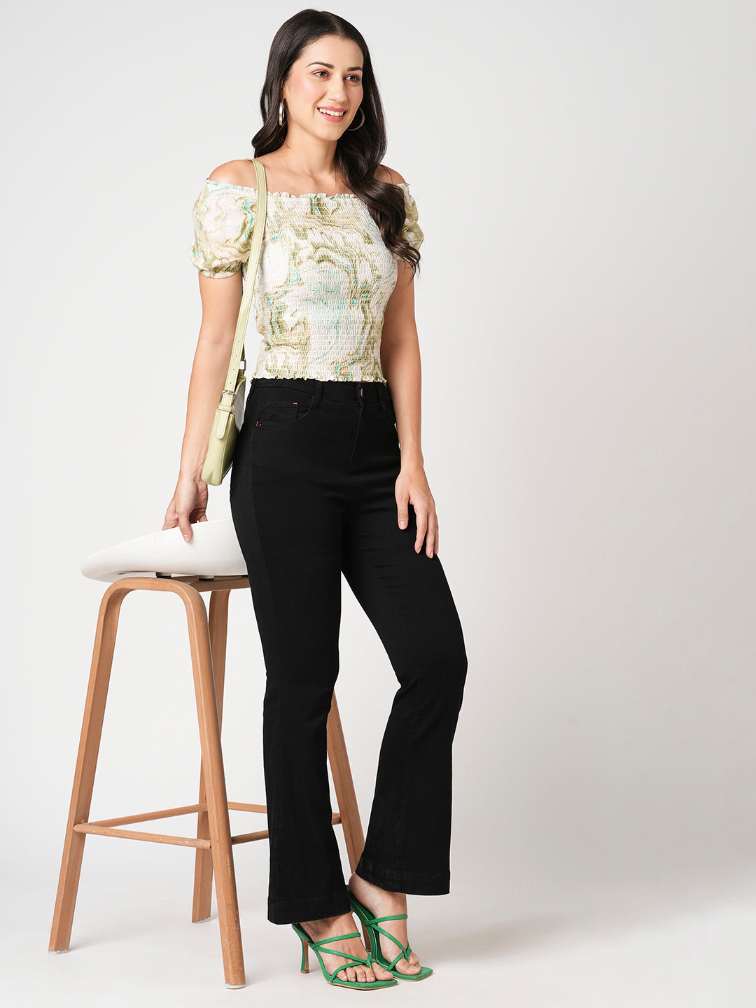 Women Black High-Rise Flare Jeans