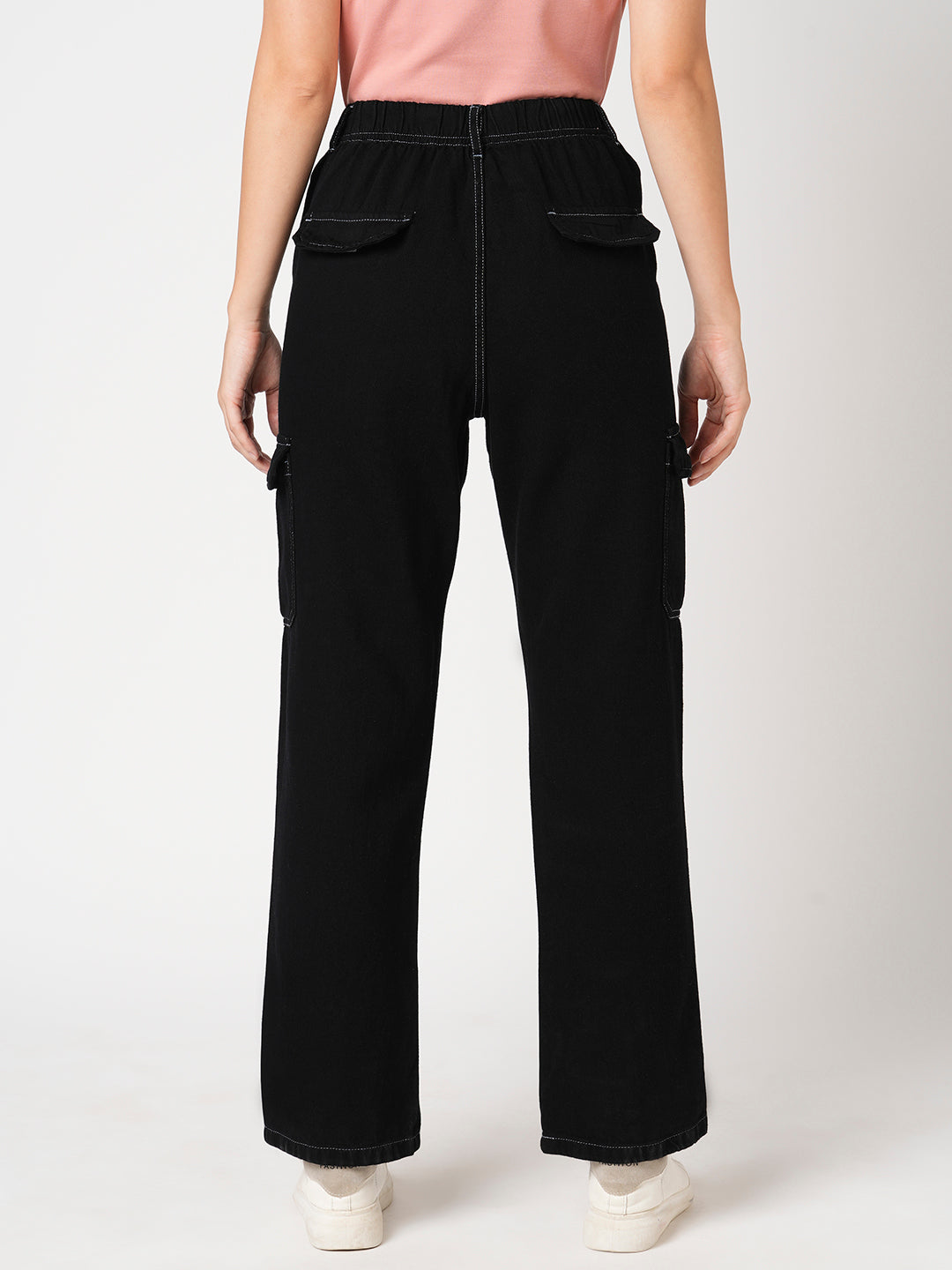 Women Black Mid-Rise Cargo