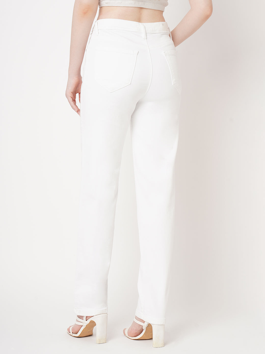 Women White Relax Straight Fit Jeans
