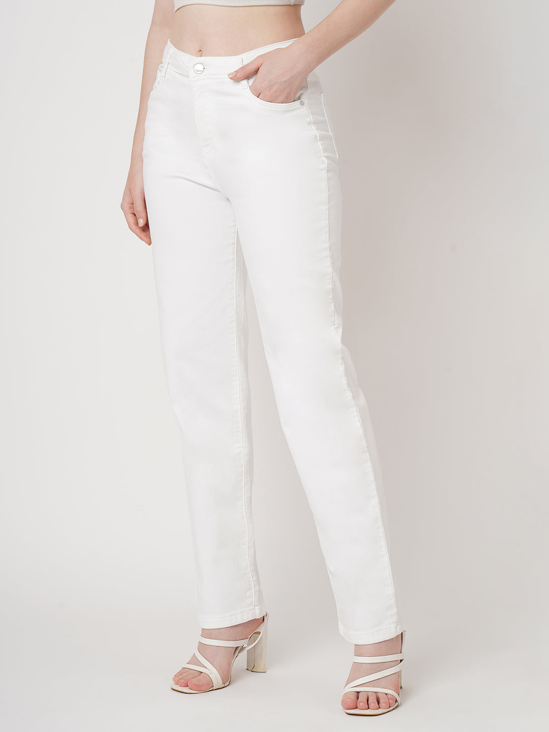 Women White Relax Straight Fit Jeans