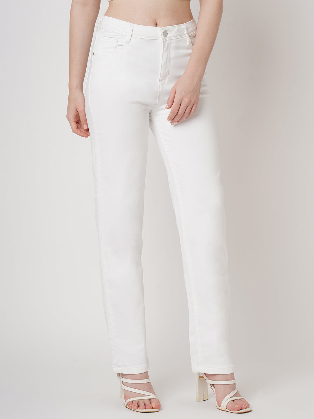 Women White Relax Straight Fit Jeans