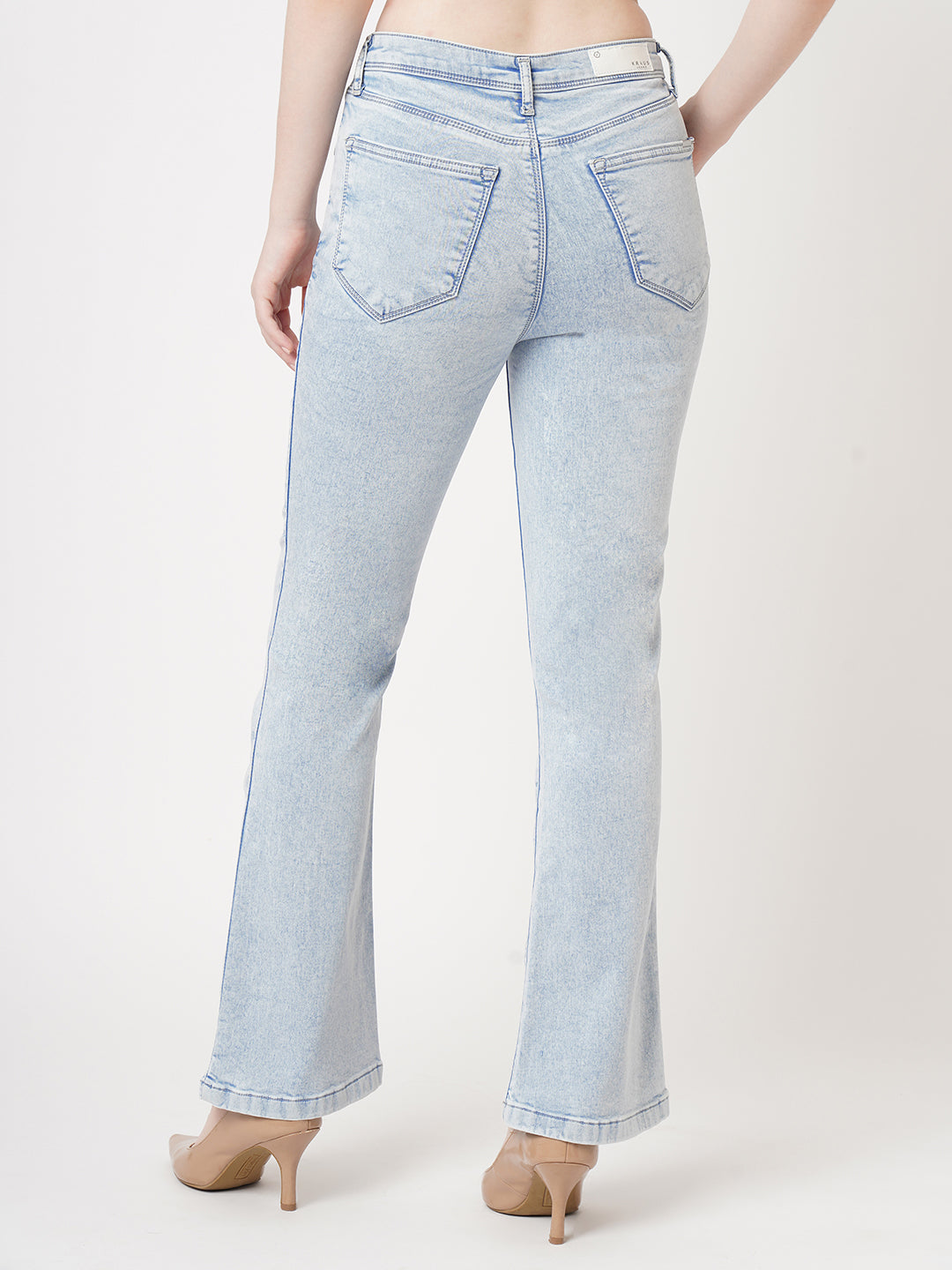 Women Light Blue High-Rise Flare Jeans