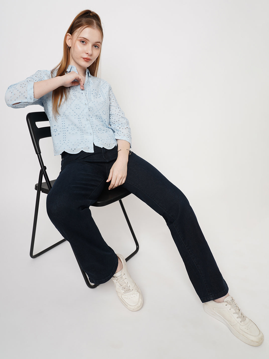 Women Dark Blue Relax Straight Fit Jeans