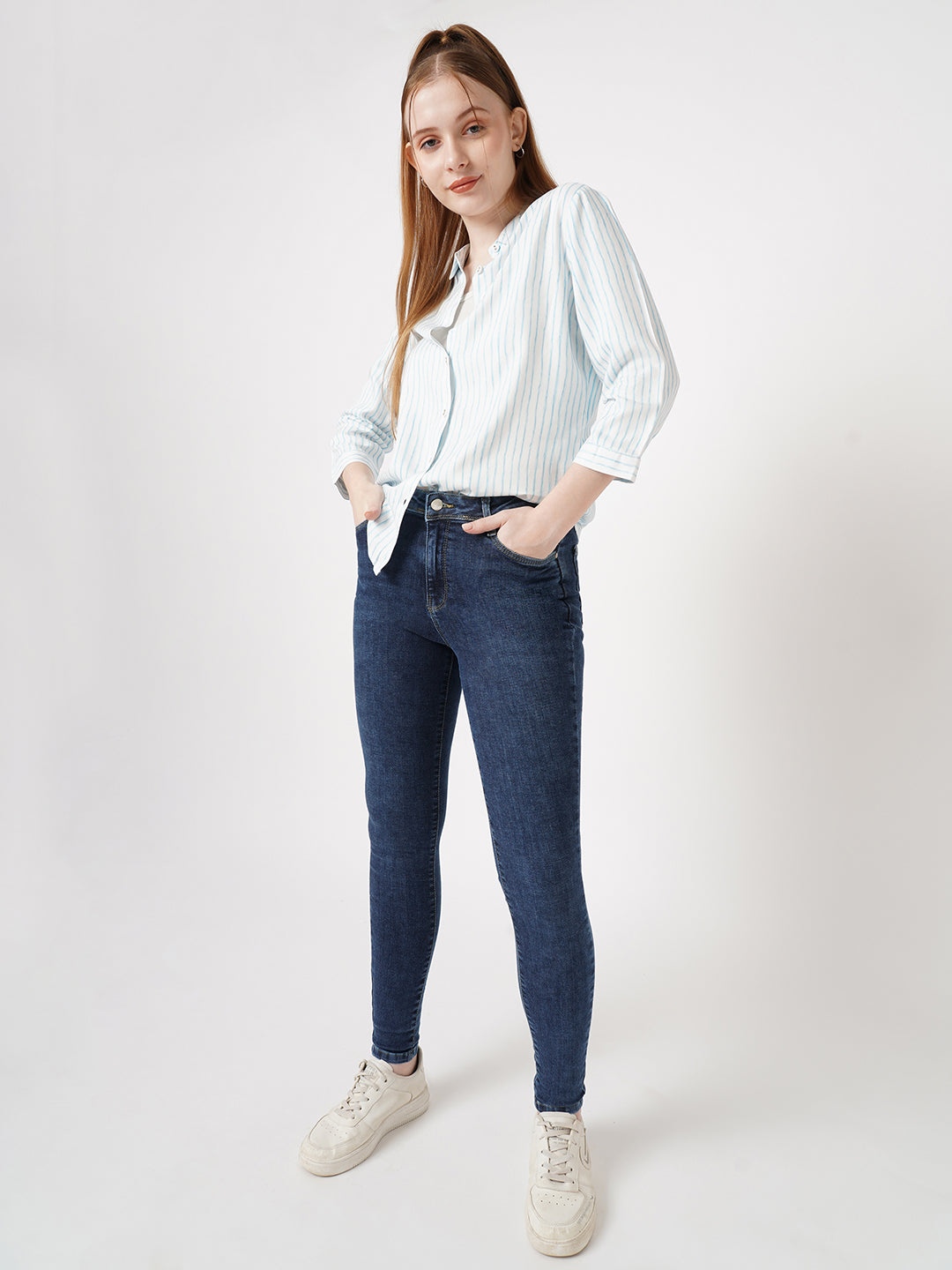 Women Blue High-Rise Skinny Jeans