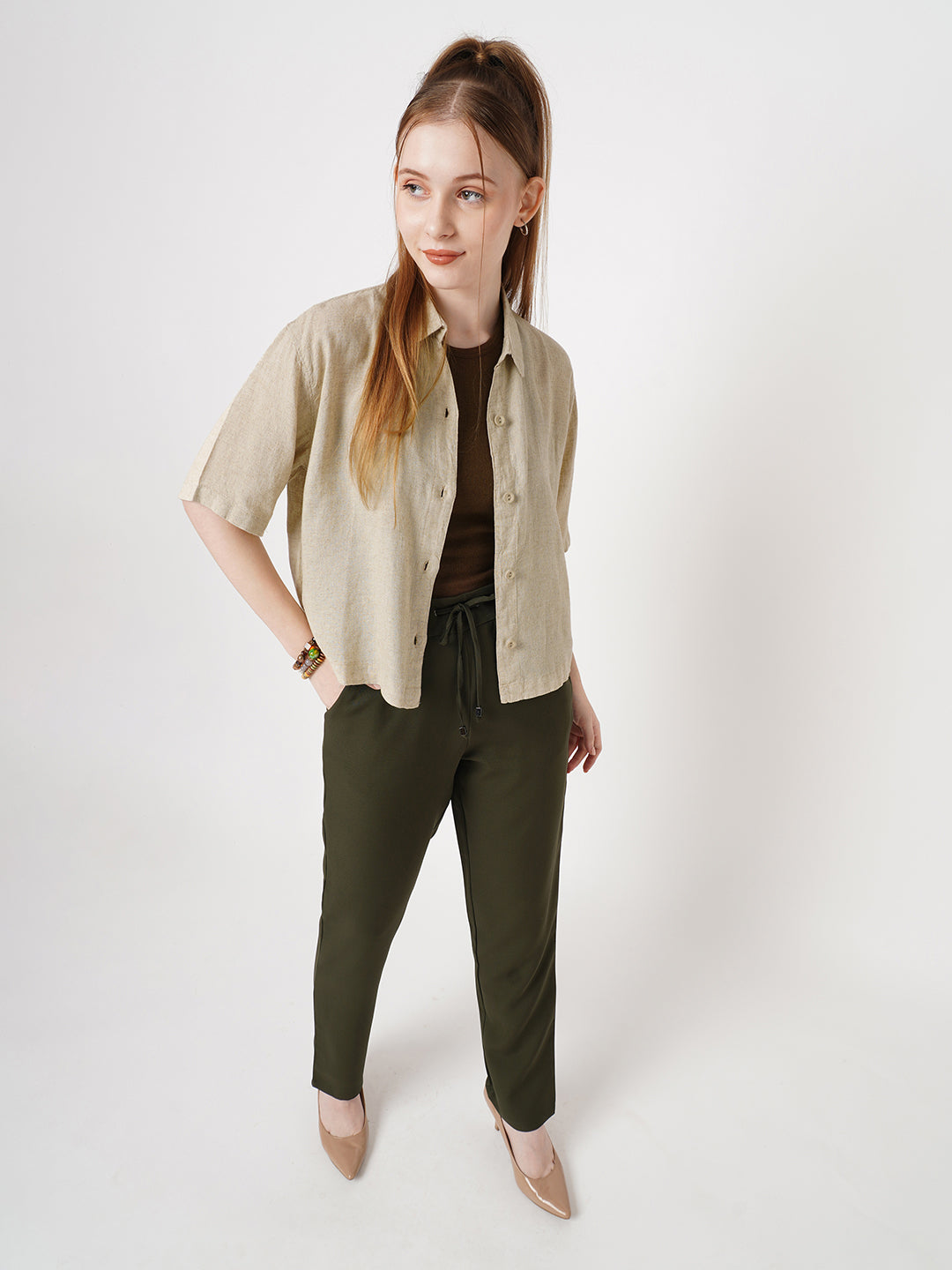 Women Solid Crop Shirt