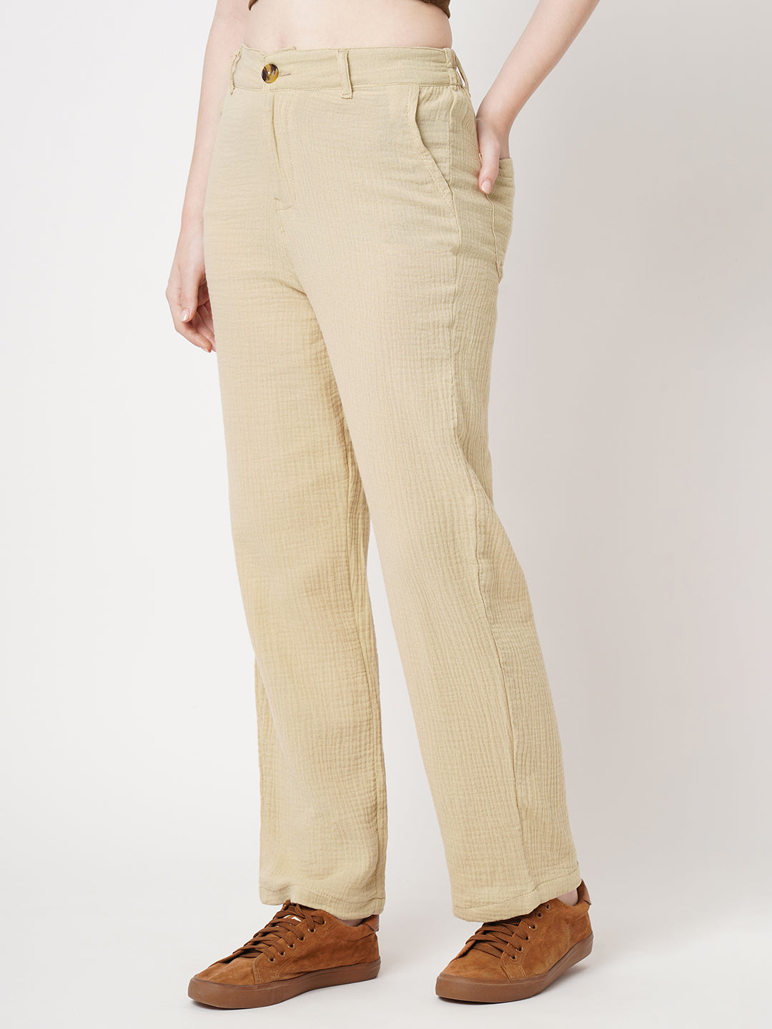 Women High-Rise Loose Straight Pants